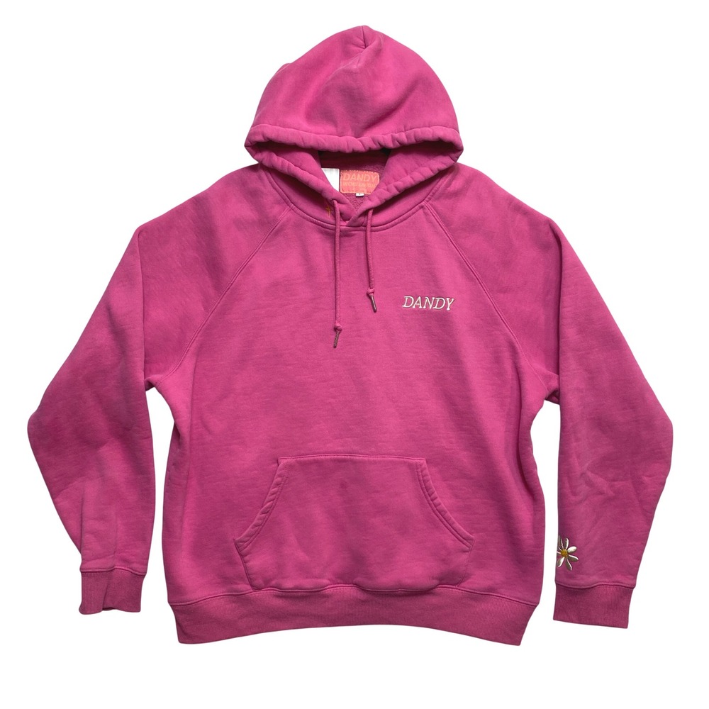 Dandy Worldwide Hoodie Womens Large Pink Embroidered Raglan Sweatshirt Pullover